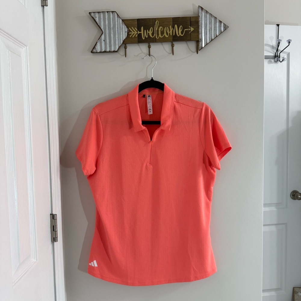 Adidas Coral Fitted Short Sleeve Polo Shirt size L